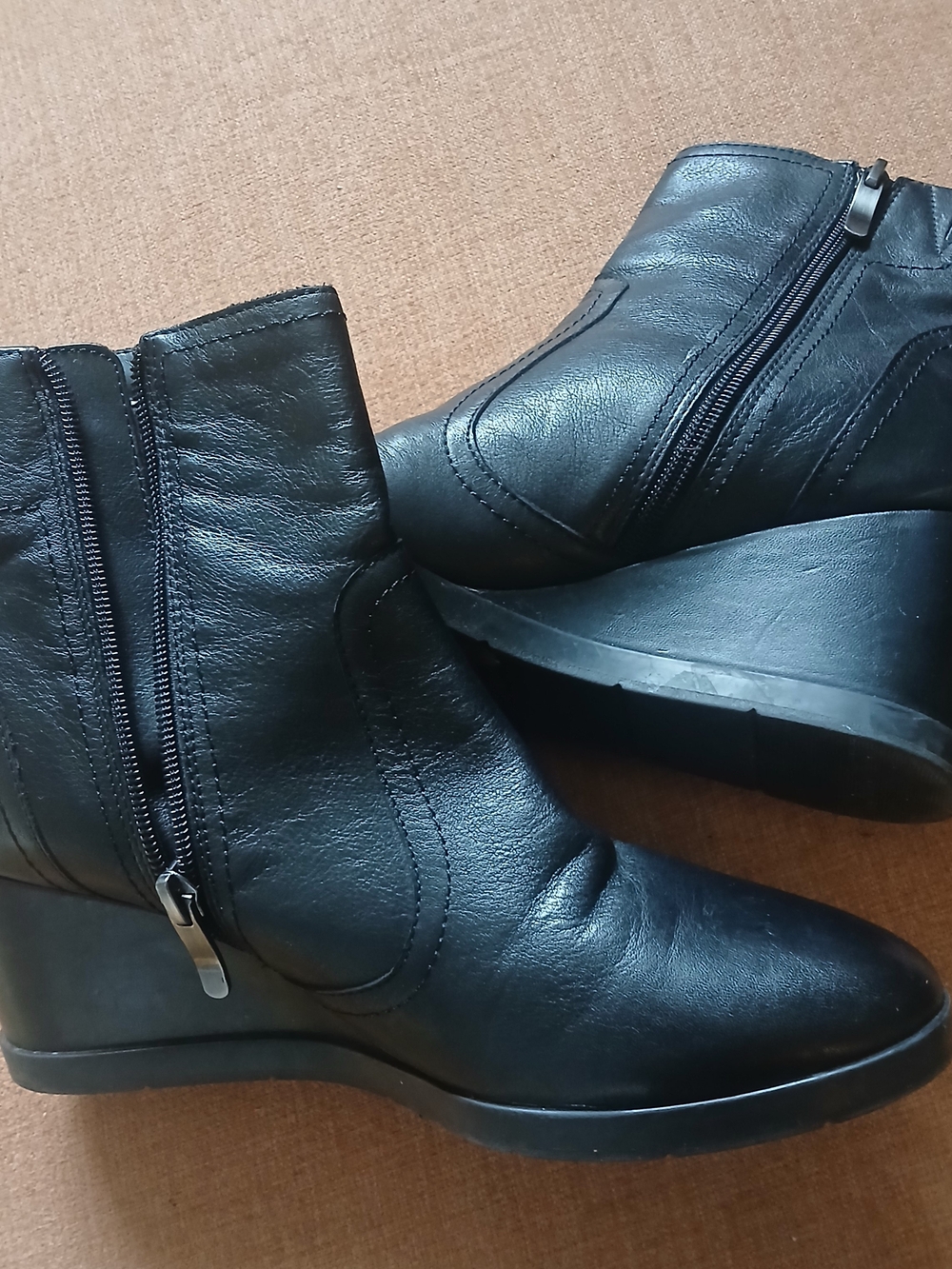Evolve Black Leather Ankle Boots with Side Zip